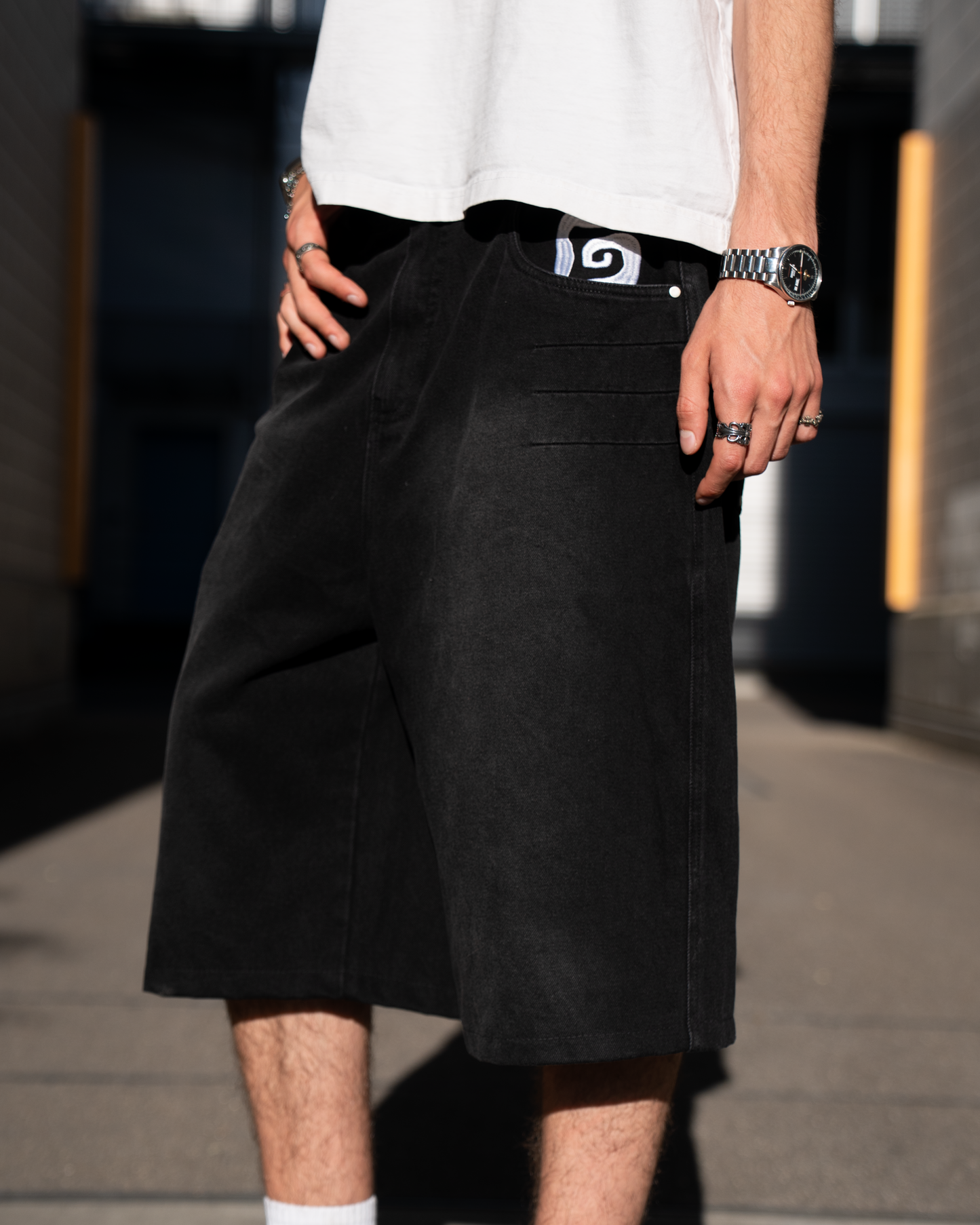 Charcoal Denim Shorts